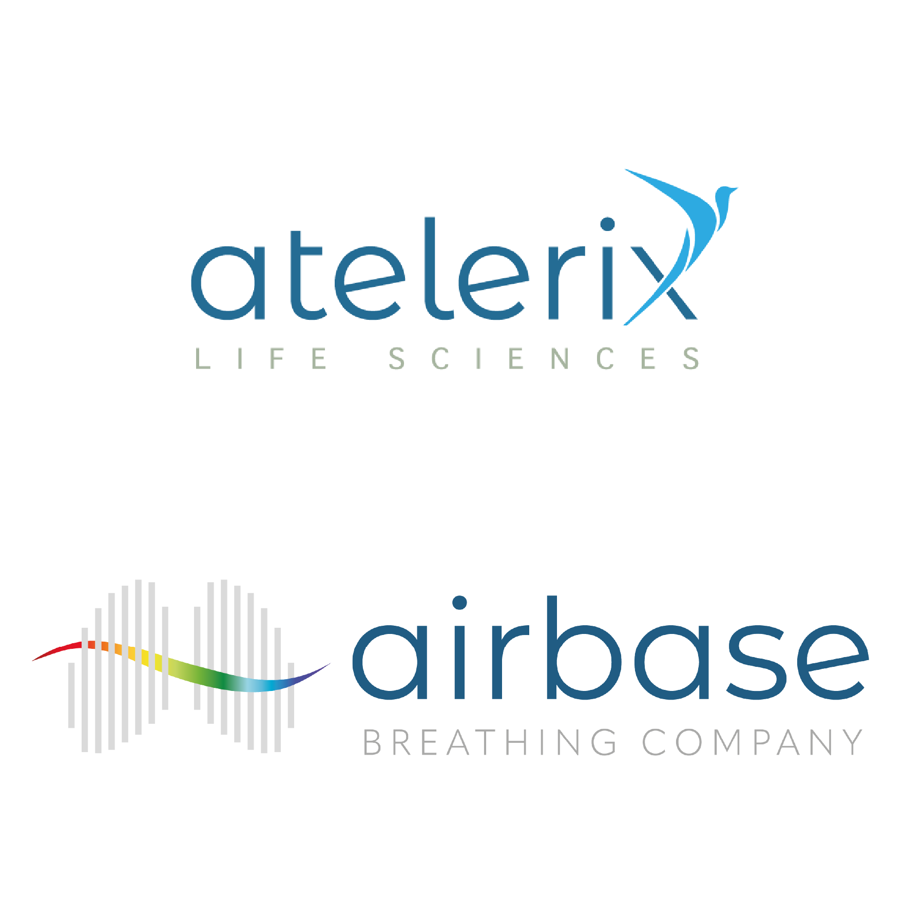 Thumbnail logos for atelerix life sciences and airbase breathing